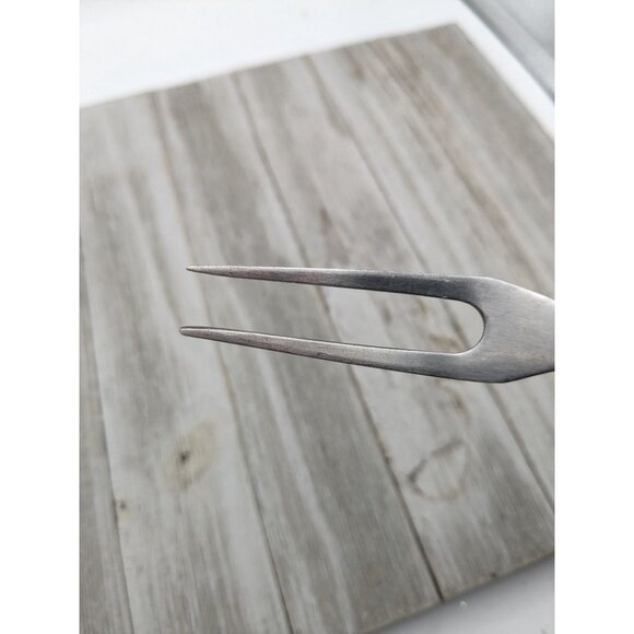2 Prong Tine Meat Serving Fork Wood 10" Stainless Steel USA - Picture 8 of 8